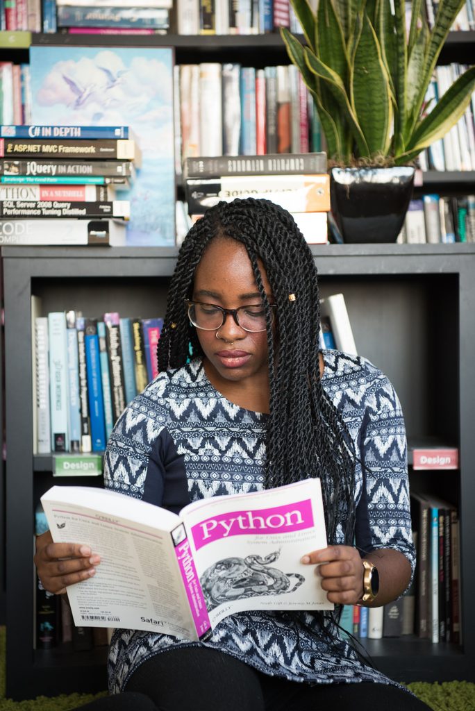 A woman learning and improving herself